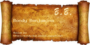 Bondy Benjamina névjegykártya